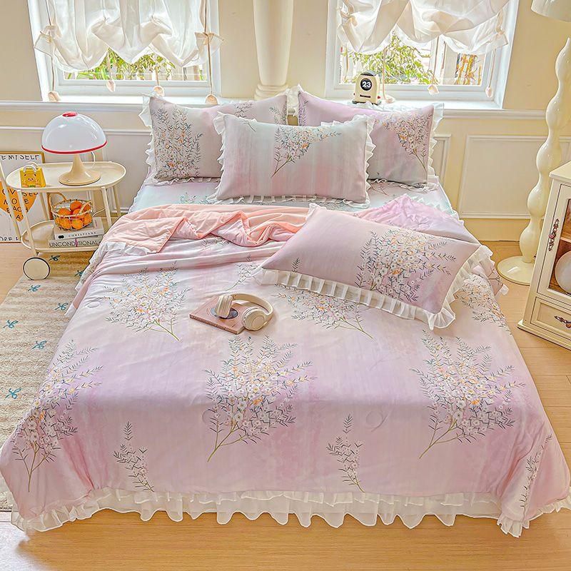 Ultraweiche Sommerkühlsteppdecke - Leicht, atmungsaktiv und hautfreundlich mit geprägtem floralem Druckdesign für alle Jahreszeiten