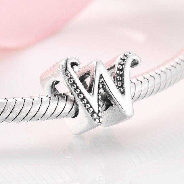925 Sterling Silver Fashion Delicate A To Z Alphabet Letter Beads Fit Charms 925 Bracelets Bangles Diy Jewelry