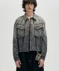 Not4Nerd Dyed Stripe Raw Cut Stripe Denim Jacket - Black