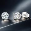 New Trendy 4 Claws Round Simple Crystal Stud Earrings for Women Rose White Gold Color AAA+CZ Fashion Zircon Xmas Gift E860