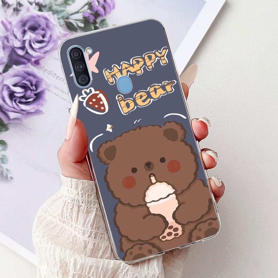 For Samsung Galaxy A11 M11 Phone Case Samsung A11 M11 A115F M115F Elegant Floral Cat Painted Soft Silicone Transparent TPU Cases