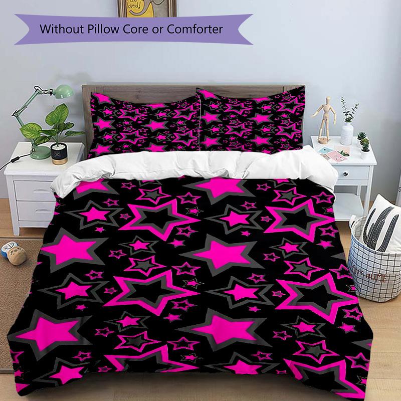 3pcs Starry Pattern Bedding Set, Breathable and Soft, Suitable for Bedroom Decor (1*Duvet Cover + 1/2*Pillowcases, No Core) Yy250821134