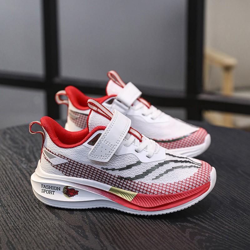 Boys Lightweight Breathable Mesh Running Shoes With Velcro Daily Casual Wear Outdoor Activities