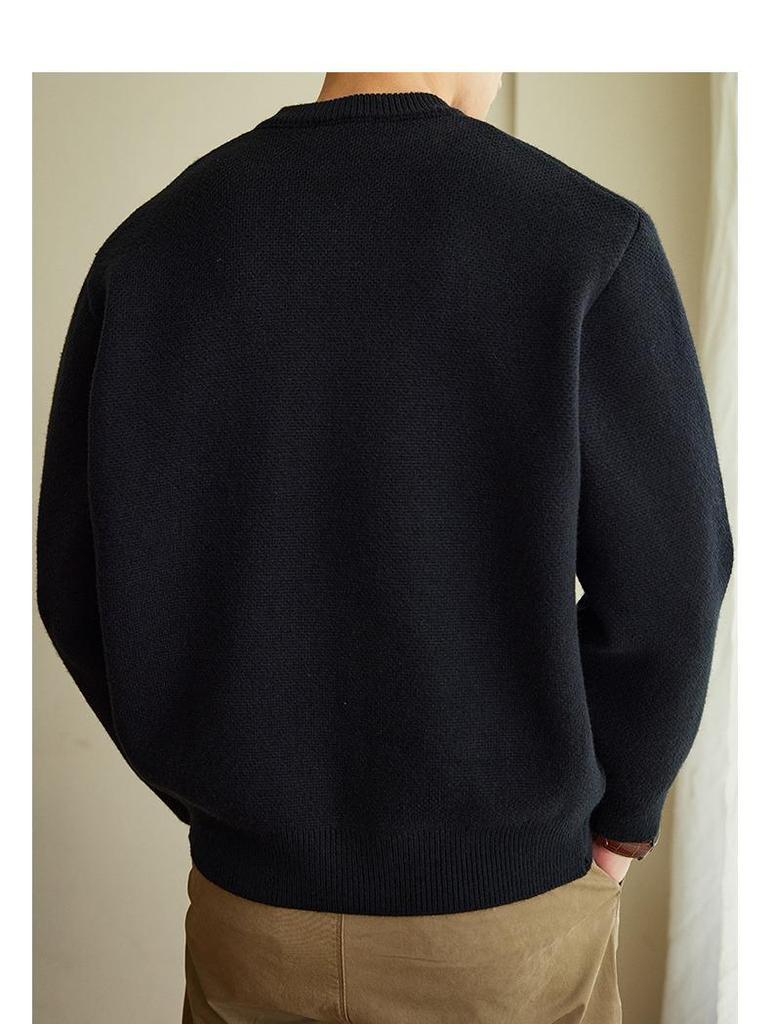 Men's Japanese Retro Round Neck Casual Knit Cardigan Sweater