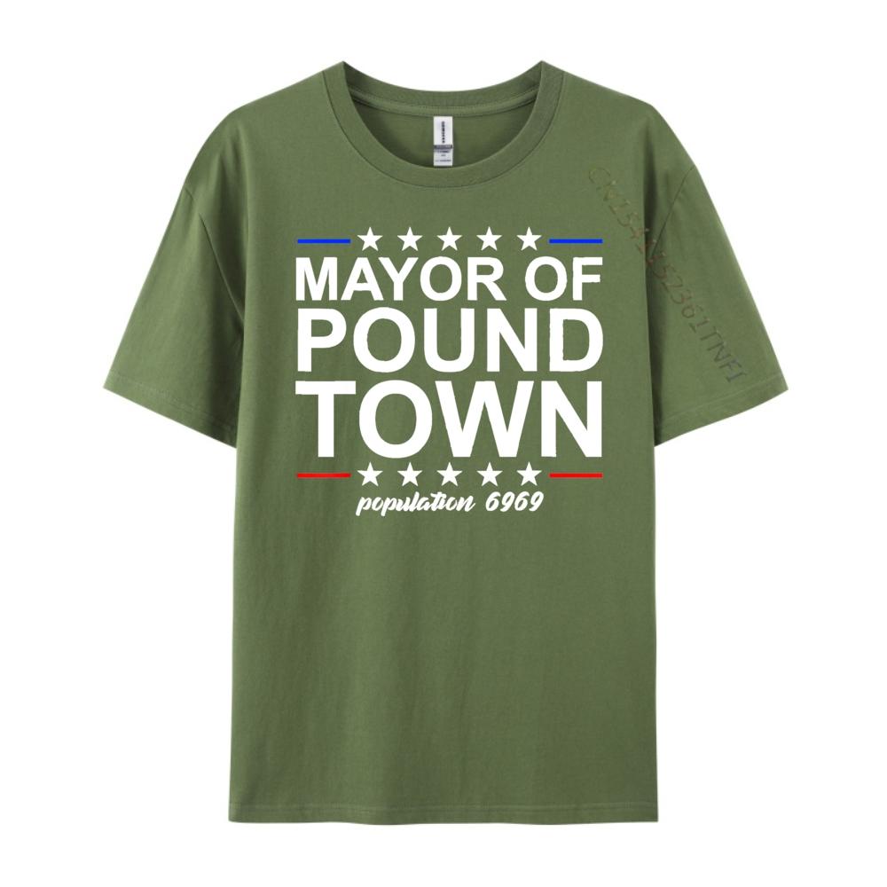 Mayor Of Pound Town Funny Adult Humor Pound Town Streetwear Men Moderate elasticity Graphic T Shirts Printing