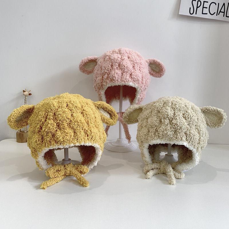 Baby Hat Winter Lamb Ear Headgear Male and Female Babies Warm Windproof Outdoor Lamb Fur Ear Cap Infants