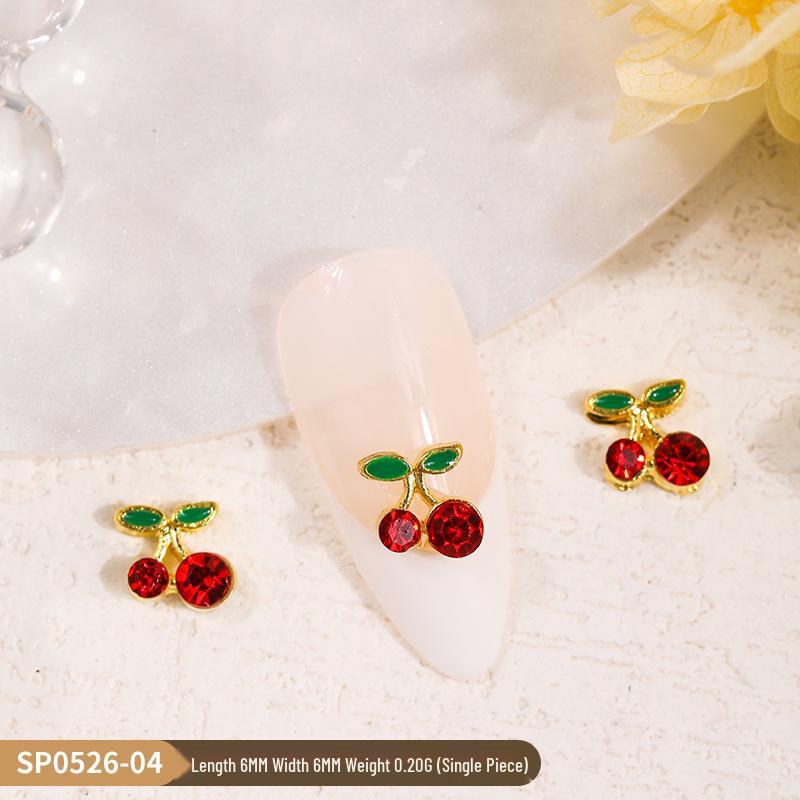 3D Cherry & Fruit Alloy Nail Art Rhinestones - Red, Pink, White Decorations