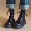 Fashion Platform Women's 2025 Autumn and Winter New Small British Style Lace-up Booties