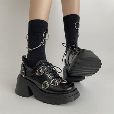 Fashion Retro Rock Shoes For Both Women New Dark Punk Leather Shoes Metal Niche Low Top Platform Shoes For Women Women's Leather Shoes
