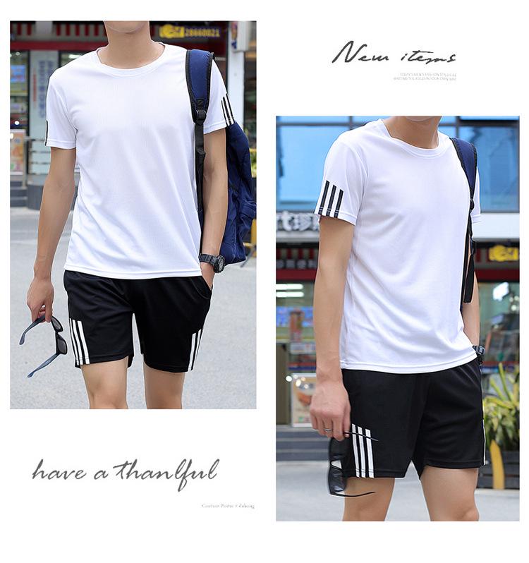 Men's Plus Size Summer Sports Suit: Crew Neck Quick-Dry T-Shirt & Shorts for Running Fitness