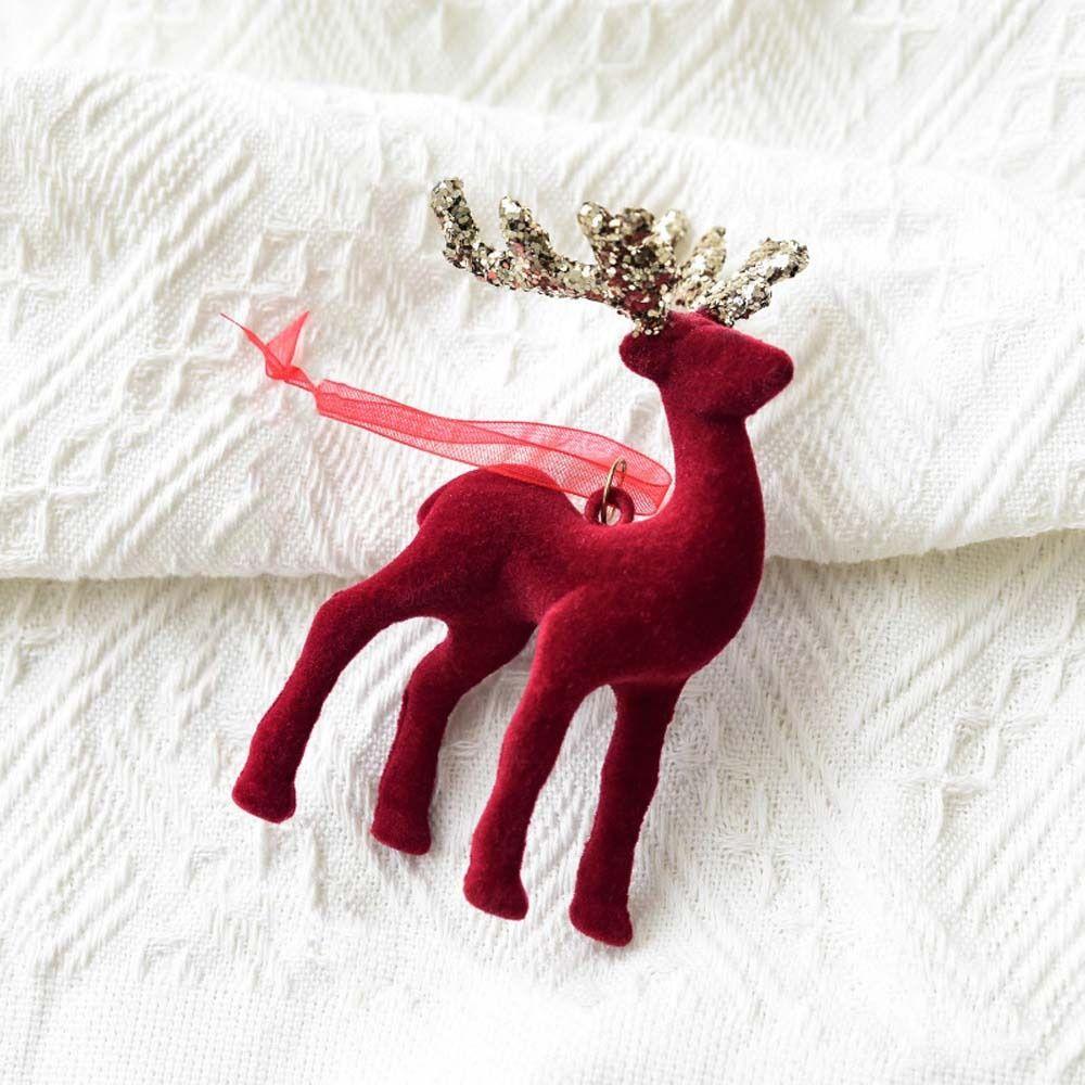 Wine Red Snowflake Reindeer Pendant Xmas Tree Hanging Pendant  Festive Holiday Decorations
