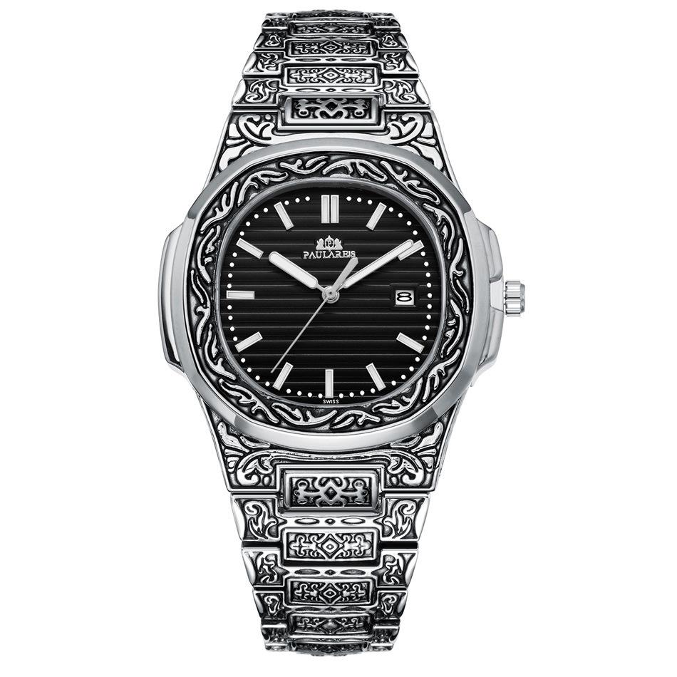 Paulareis Quartz Carved Parrot Calendar Glow Men's Watch QUARTZ WATCH