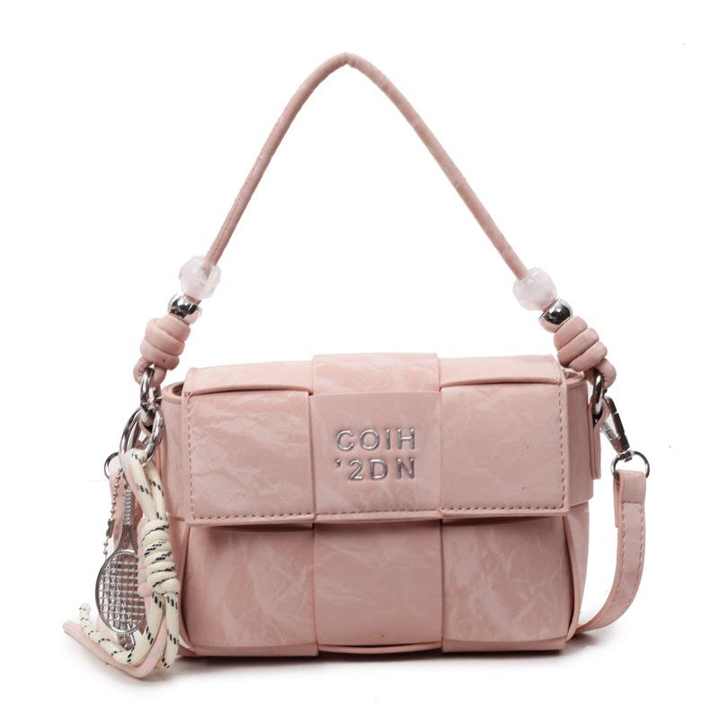 Spring and summer hot sale versatile high-end woven grid portable small square bag Korean version casual fashion commuter messenger women's bag