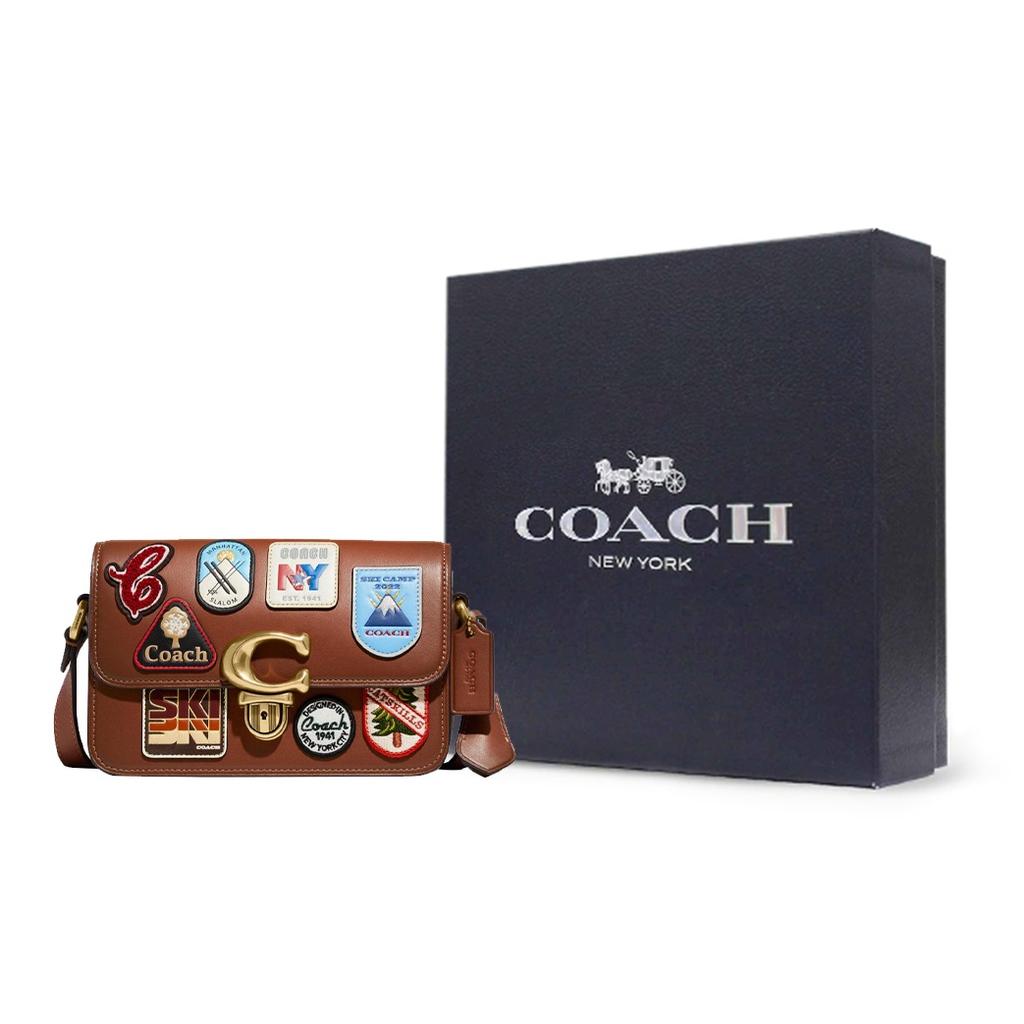 Coach Studio 19 Label C Logo Buckle Flap Crossbody Bag Women Crossbody Bag Saddle C8078-B4L4A