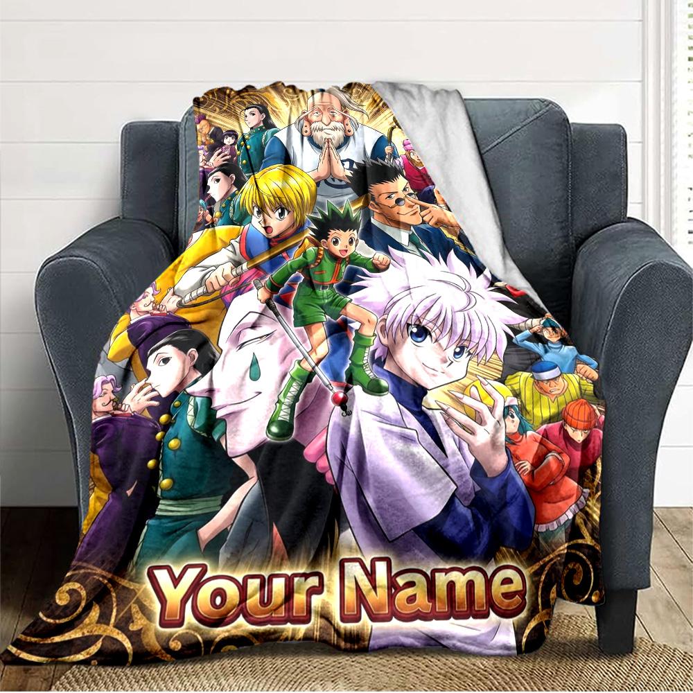 Name Custom Anime Hunter X Hunter Print Flannel Blanket High Quality Warm Comfortable Cover for All Seasons Perfect for Gifts Home Decor