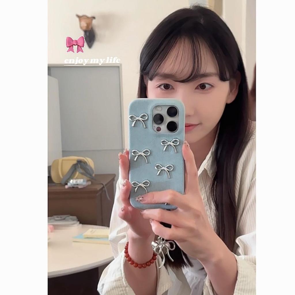Denim Bowknot Protective Case for iPhone 13/14/15/16 Pro/Max