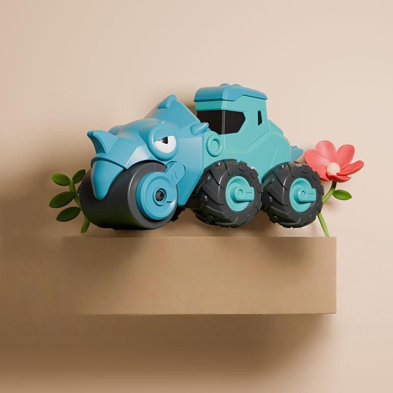 

1Pcs Press Puzzle Dinosaur Engineering Car Model Plastic Children Pull Back Toy Car Collection Cartoon Kids Excavator Car Toys