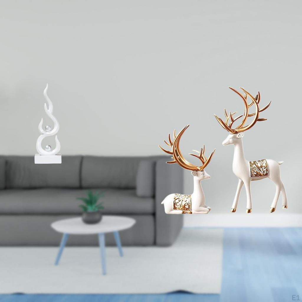 Abstract Resin Flame Reindeer Statue Modern Fire Figurine Collectable Craft Sculpture Ornament for