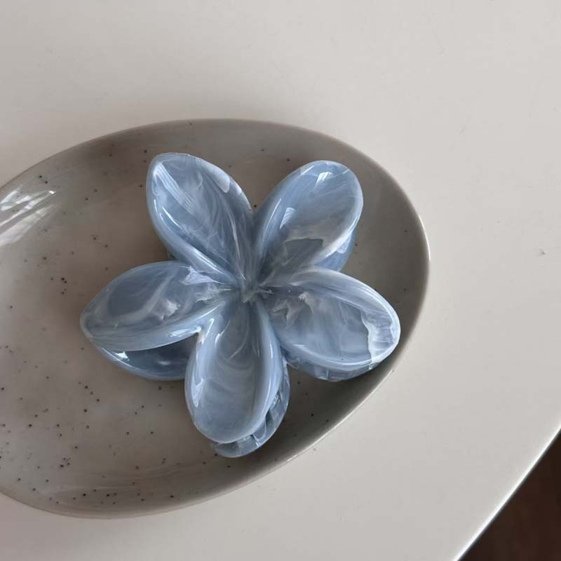 

Корейская текстура синих чернил Цветок Зажим-краб для волос для женщин Девушка Мода Пластик Большой зажим-акула Заколка Аксессуары для волос