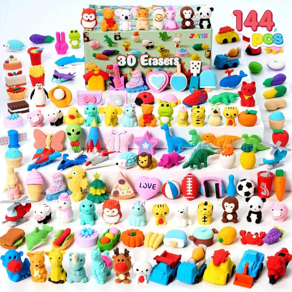 Joyfy Pcs Erasers Food Animals Bulk Fun Cute Pencil Desk Pets Classroom Prize Birthday Party Favors 3D 36 for Kid Friendly Entertaining Play Safe