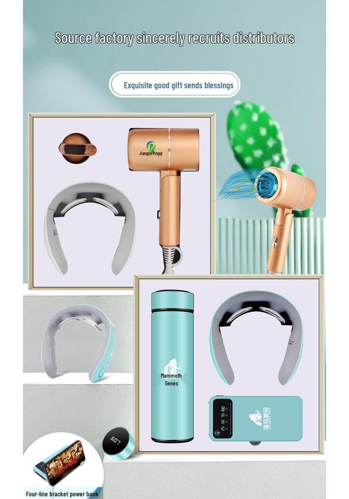 High-End Dragon Boat Festival Gift Set: Insulated Cup, Neck Massager, and Umbrella