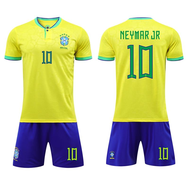 Kids Sports Gear Brazil Neymar Football Jersey Set Yellow