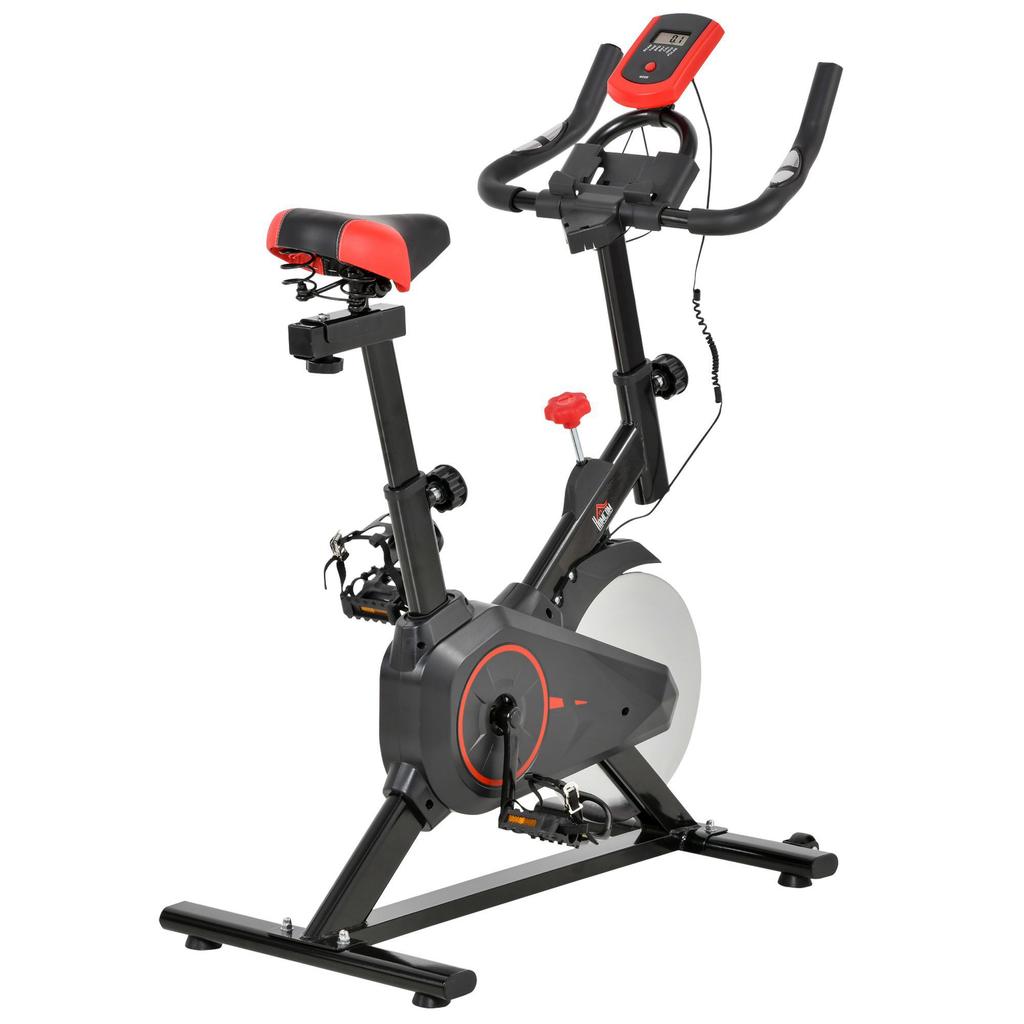 Indoor Upright Exercise Bike Machine, with Adjustable Seat, Resistance, Handlebar, LCD Display