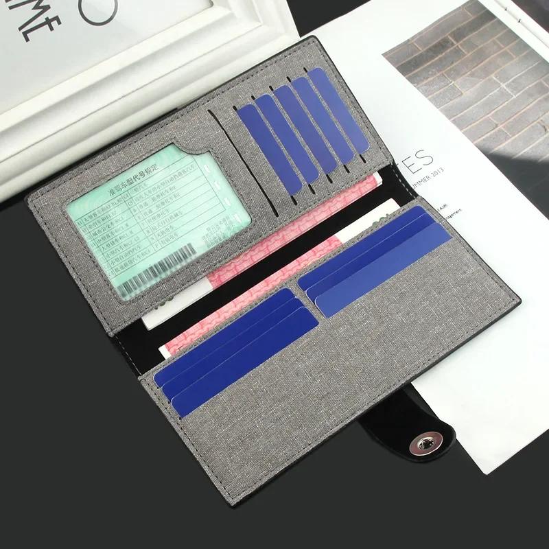 Canvas Geldbörse Herren Lange Geldbörse Mehrfachkarten Einfach Ultradünn Münzfach Bankkartenhalter Clutch Fotoklammer Bifold Geldbörse