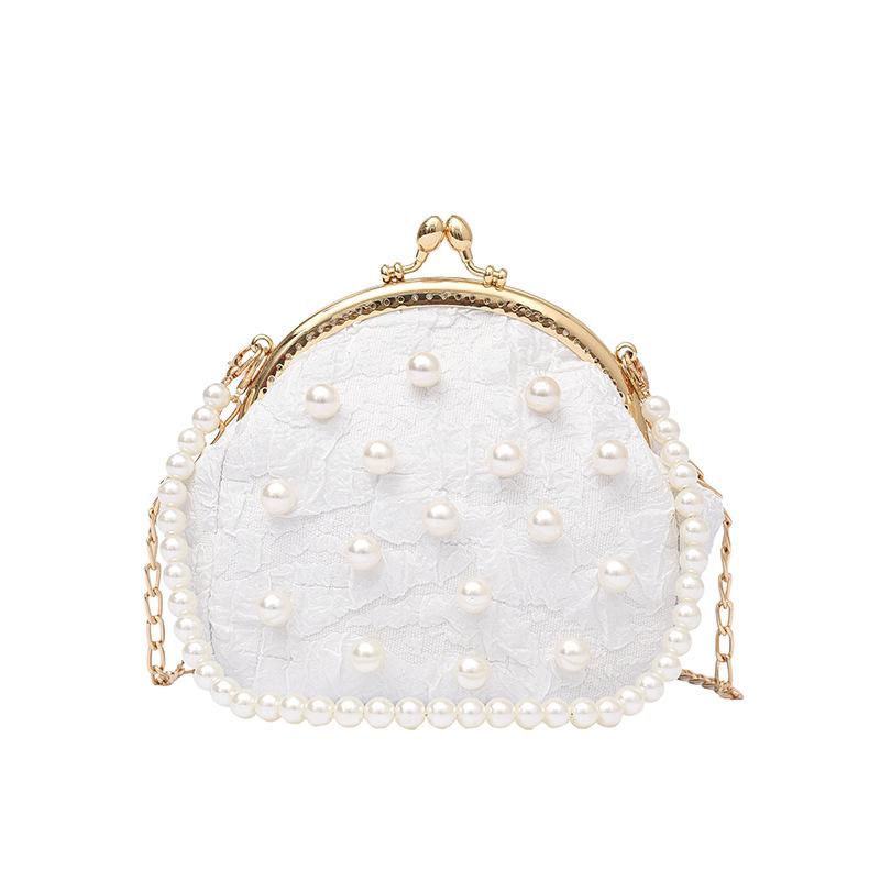 Bag women's bag 2025 summer little fresh girl small fragrant wind pearl portable crossbody shoulder clip buckle small square bag tide