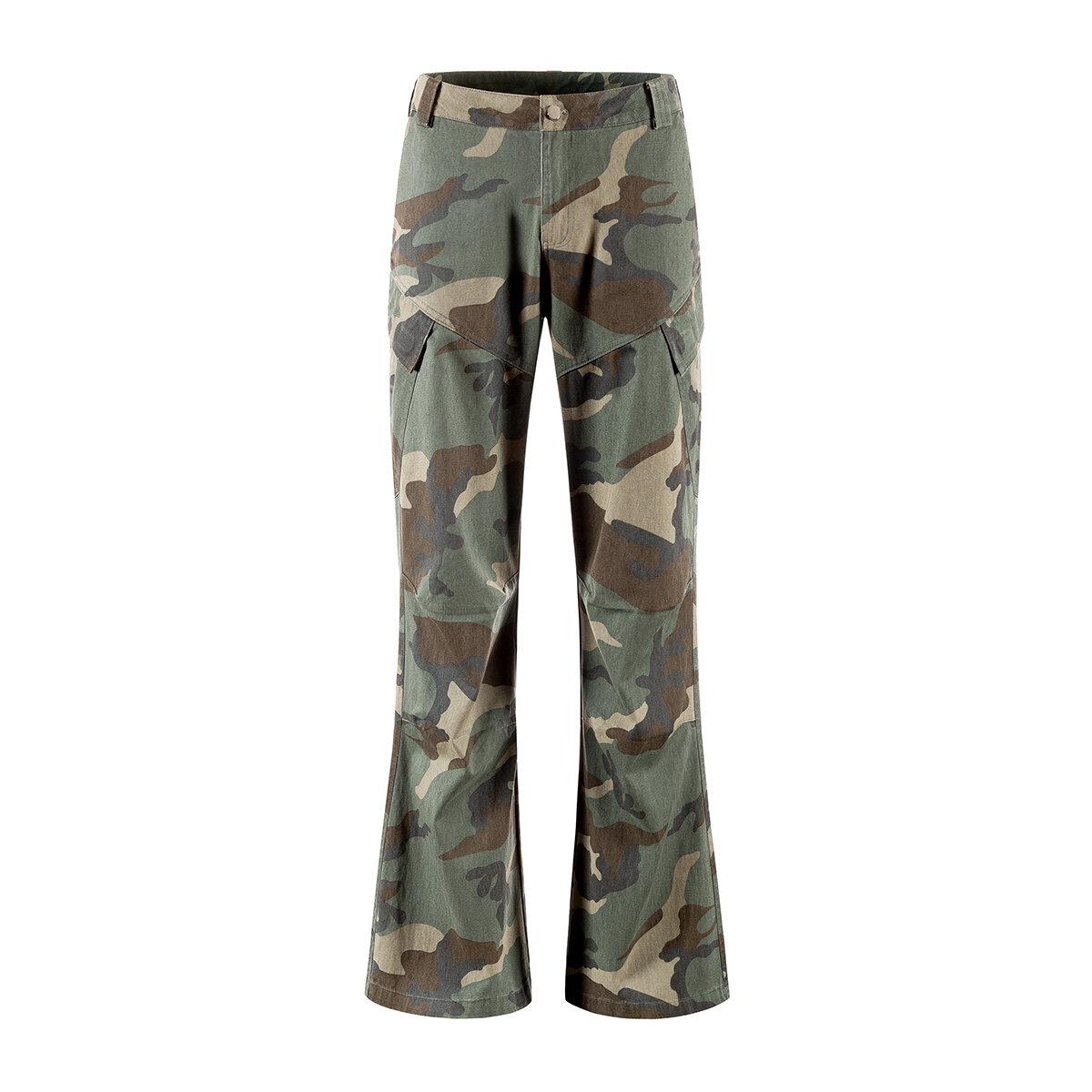 

2025 Spring Men Baggy Camo Pants Men Camouflage Cargo Pants Summer Men Hip Hop Loose Streetwear Trousers Man Bell-Bottoms M армія зелений колір