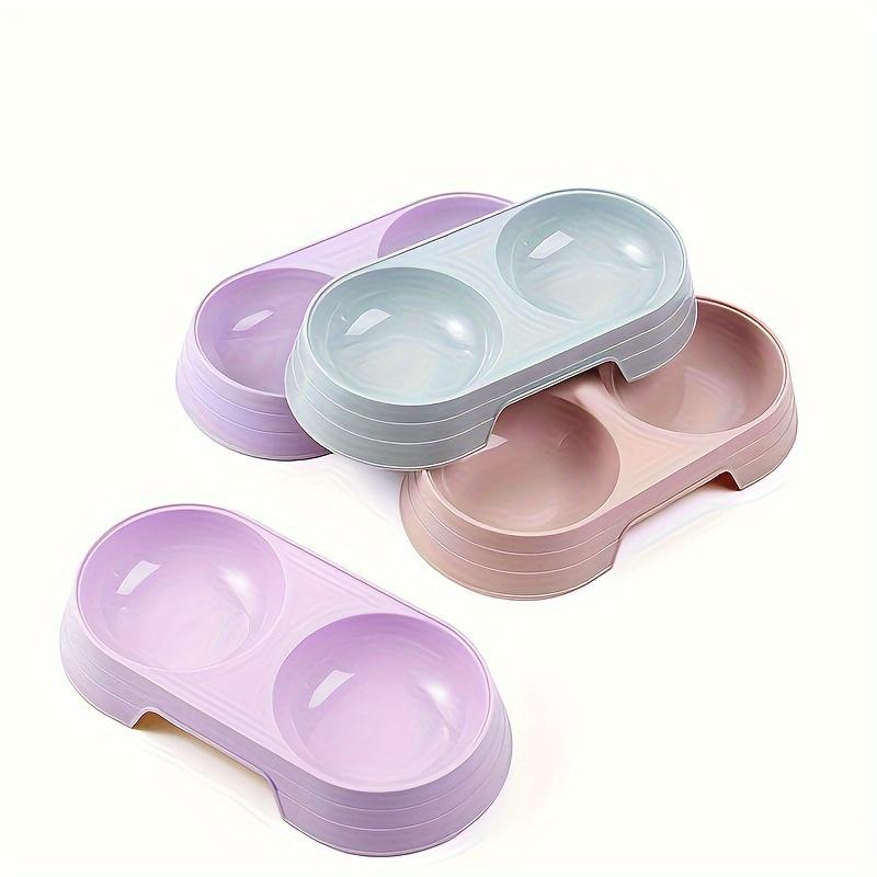 1pc  Pet Double Bowl Food Water Feeder For Dog & Cat, Candy Color Anti-slip Dog Double Bowl, Cat Bowl