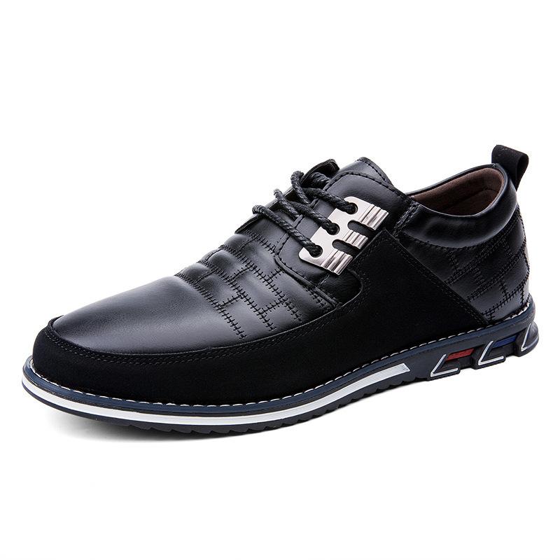 Large Size 2025 Autumn Men's Casual Leather Shoes Men's Shoes Without Shoelaces, One Pedal or Lace-up British Men's Shoes