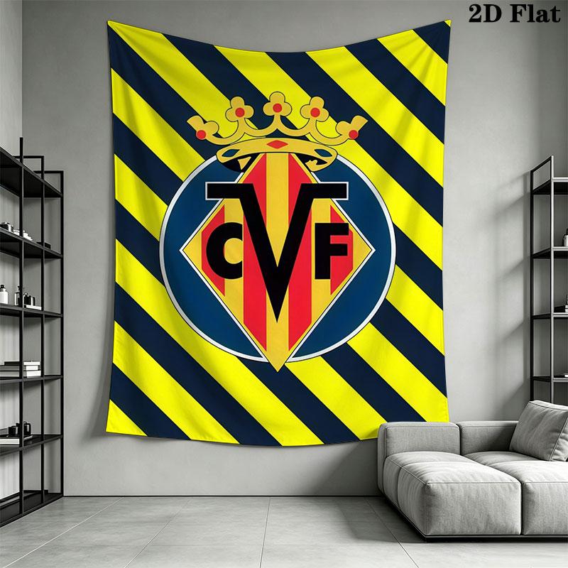 Villarreal CF logo Wall Hanging Printed Fabric Blanket Decorative Tapestries for Bedroom Living Room Home Decor