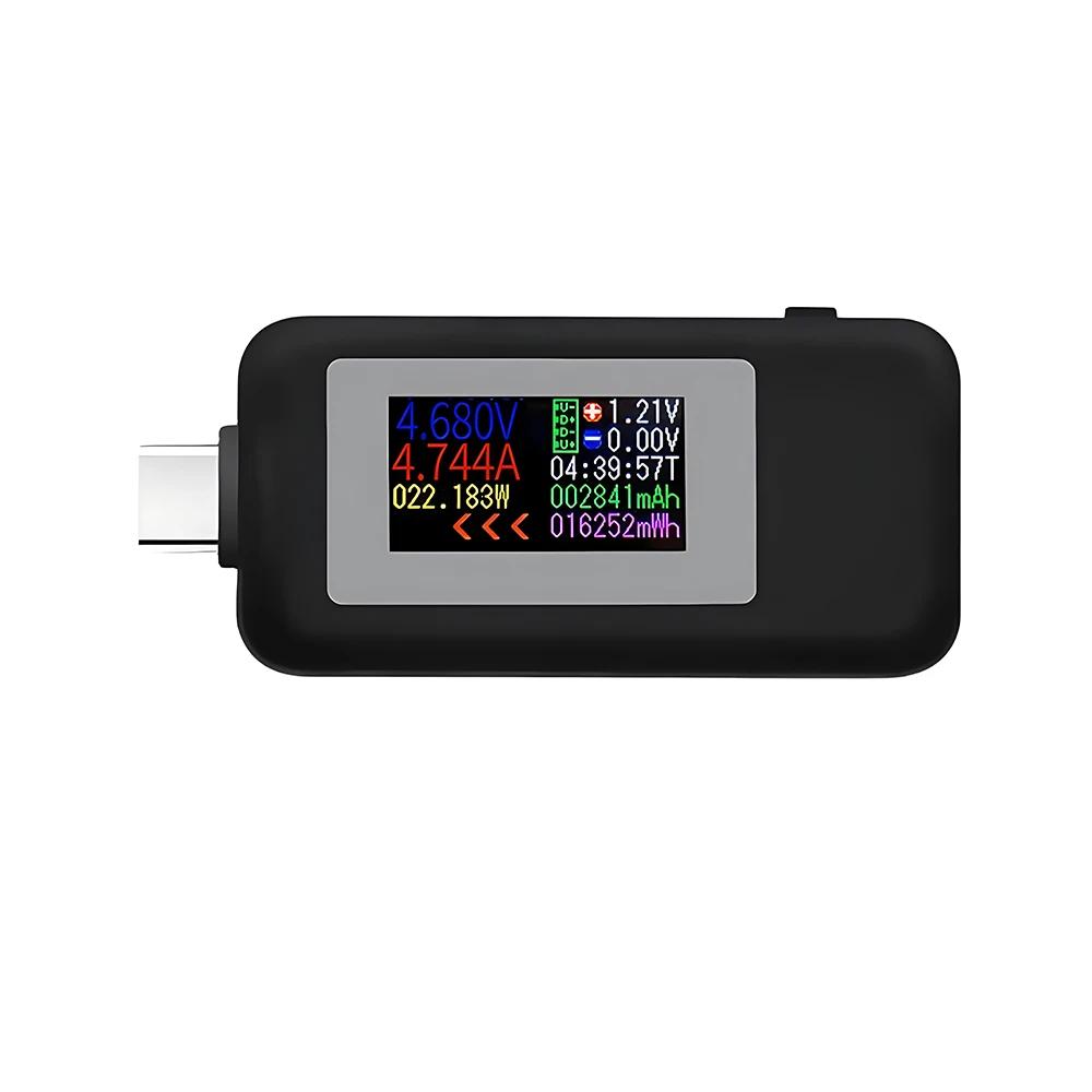 Type-C USB Tester 4-Digit Color Monitor 4-30V Volt Meter Current Power Detector Compatible w/ QC2.0/3.0/PD/Samsung Fast Charging