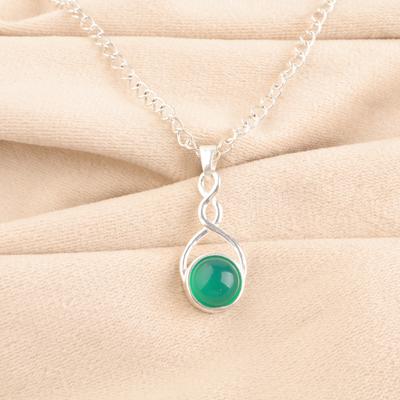 Zeldzame Groene Onyx Cabochon Edelsteen 925 Sterling Zilver Sieraden Handgemaakte Ketting Hanger CP-25-23