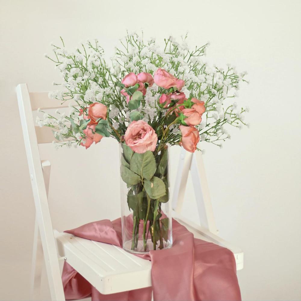 15 Bundles of White Artificial Starry Sky Flowers, Fake Flowers, Wedding Bouquets, Bridal Party, Home DIY Decoration (28CM)