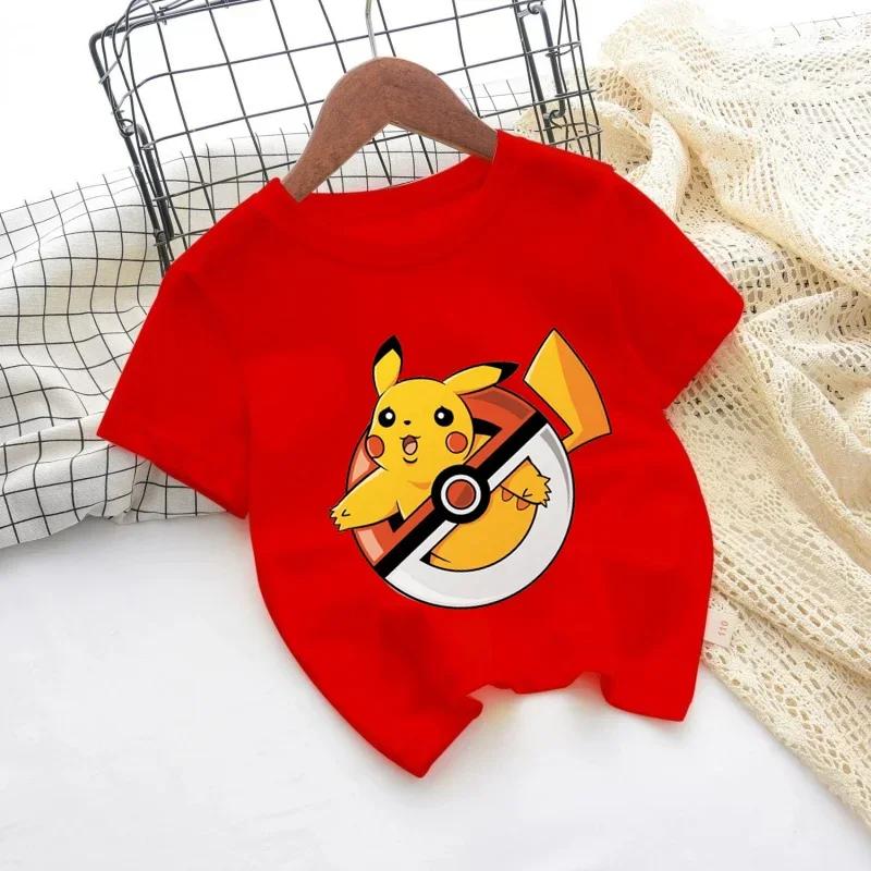 2026 Kids ShortSleeved Cartoon Printed Pikachu Game New Style TShirt Boys and Girls Casual Shirt for Leisure UseSportsShirt