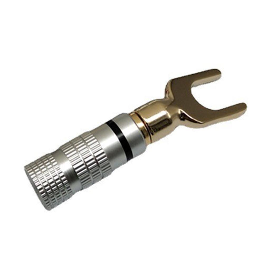 Upgrades Gold Plated U Type Banana Plug Y Speaker Fork Audiophile Plugs for Home Theater & Professional Audio System