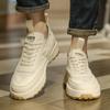 New Men's Beige Casual Outdoor Shoes Sneakers Lace Up Youth Student Thick Soled Comfortable Walking Sport Shoes for Male
