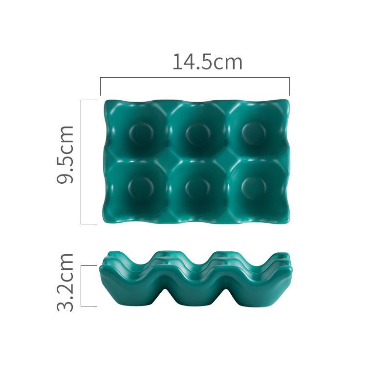 6-сеточный керамический лоток для хранения яиц держатель для яиц дозатор для холодильника бытовой ящик для хранения яиц кухонный органайзер контейнеры темно-зеленого 1175₽