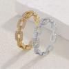 Luxury Zircon Geometry Twist Chain Open Rings for Women Gold Silver Color Elegant Finger Ring Wedding Jewelry Gifts