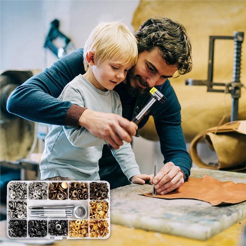 ABGR-Snap Fasteners Kit 120 Set 12Mm 4-Color Metal Press Push Studs With Installation Tools For Leather, Jackets, Jeans& DIY Pro