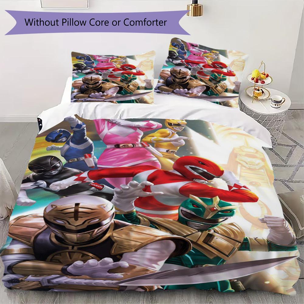 Power Rangers Pattern Bedding,Quilt Set Quilt Cover Pillowcase Home Birthday Gift (1*duvet cover+2*pillowcase,without core)XSJT0917274
