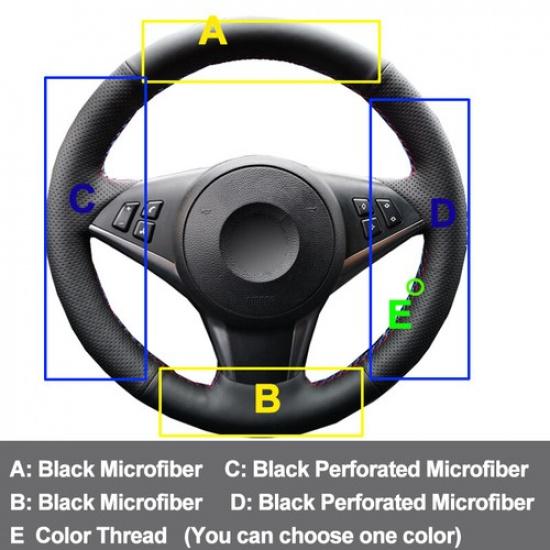 Hand Sewing Steering Wheel Cover For BMW E60 530d 545i 550i E61Touring E63 E64
