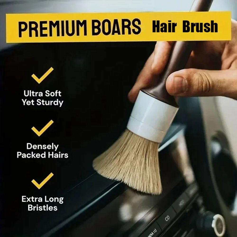 Boar Hair Bristle Car Detailing Brush Set Ultra Soft Car Detail Brushes  Rim Cleaning