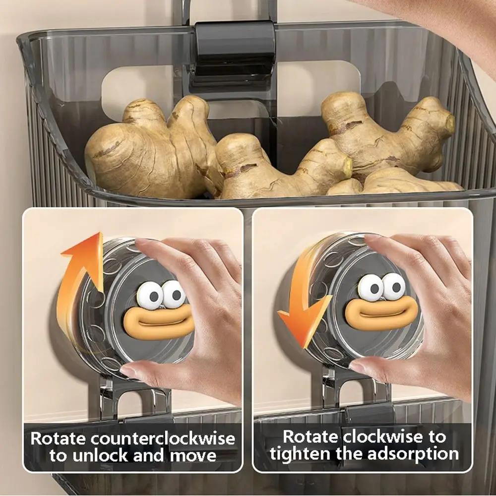 Niedliche Wandmontierte Küchenaufbewahrungsbox Abflussbar Große Kapazität Aufbewahrungskorb Ohne Bohren Regal Organizer Behälter Badezimmer