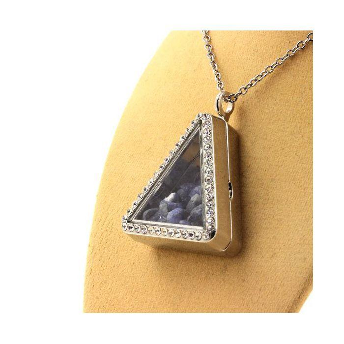 Pierres et Minéraux. Collier Benitoite brut. Modèle triangle.