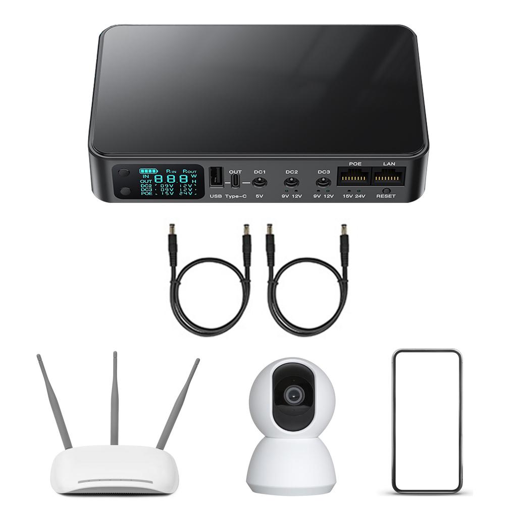 Mini UPS Backup Power Supply with Adjustable Output Voltage Portable Uninterruptible Power Source for Homes & Office Use