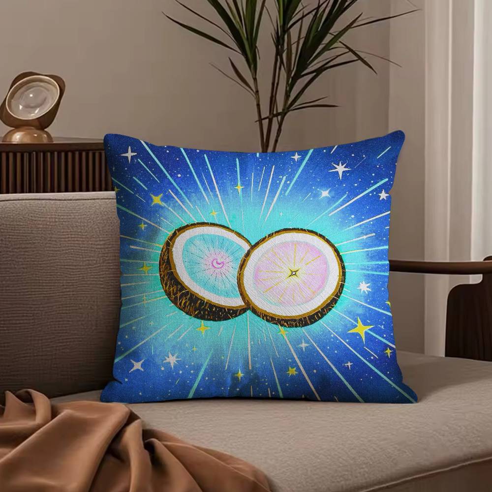 Anime Lucky Fruit Fun Pillow Case Anti-dustmite Pillowcase Invisible Zipper Silky Short Plush Sofa Cushion Cover