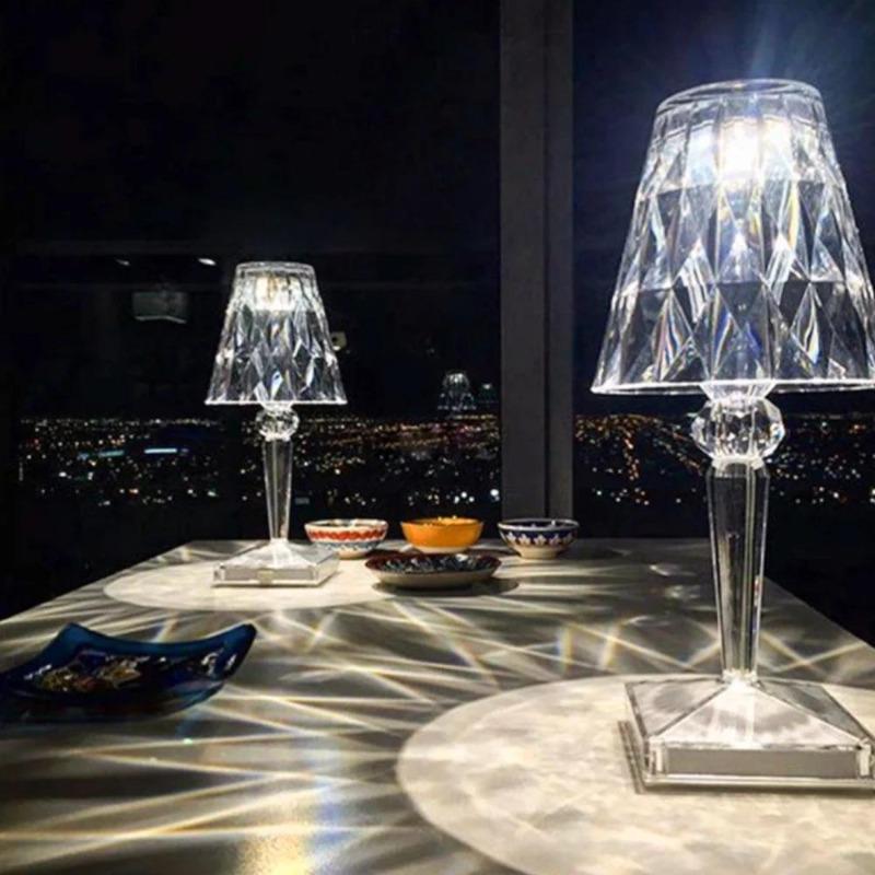 Luminária de mesa com diamante rgb, usb, sensor de toque, decoração acrílica, para quarto, bar, iluminação de cristal, presente, luz noturna led